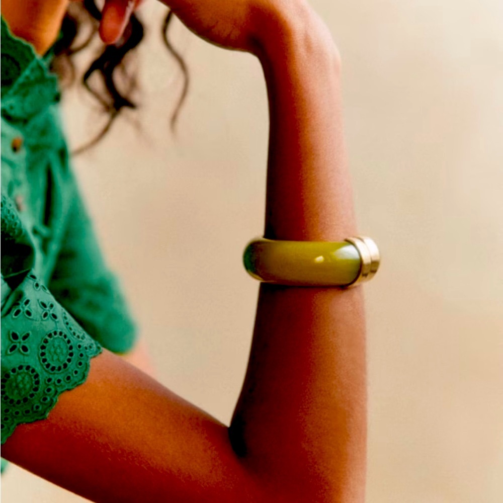 NWT ⚜️🫒⚜️ Piper K Gorgeous Olive green Bangle Bracelet - Picture 4 of 9